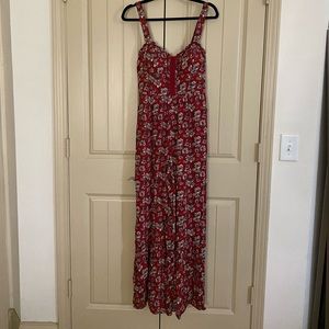 Red floral jumpsuit